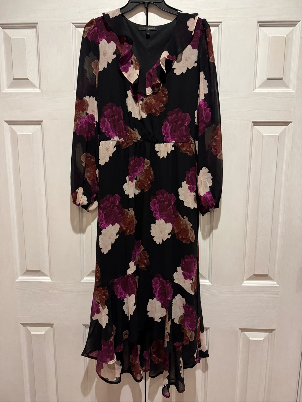 Banana Republic Black Floral Midi Dress